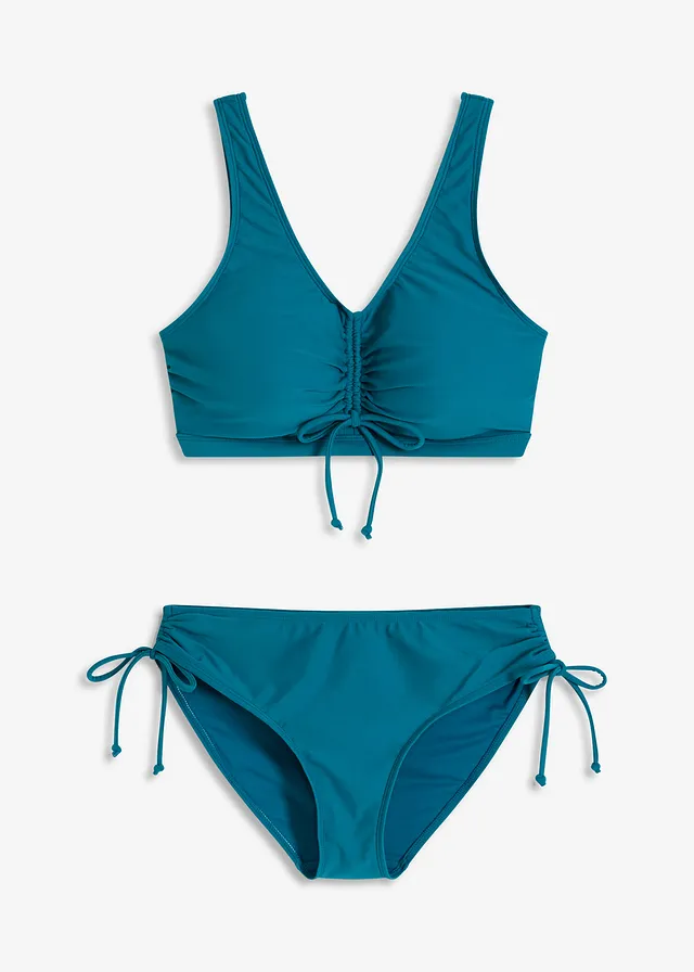 Bralette bikini (2-dlg. set) met strikkoordjes, Kleur: zeeturkoois