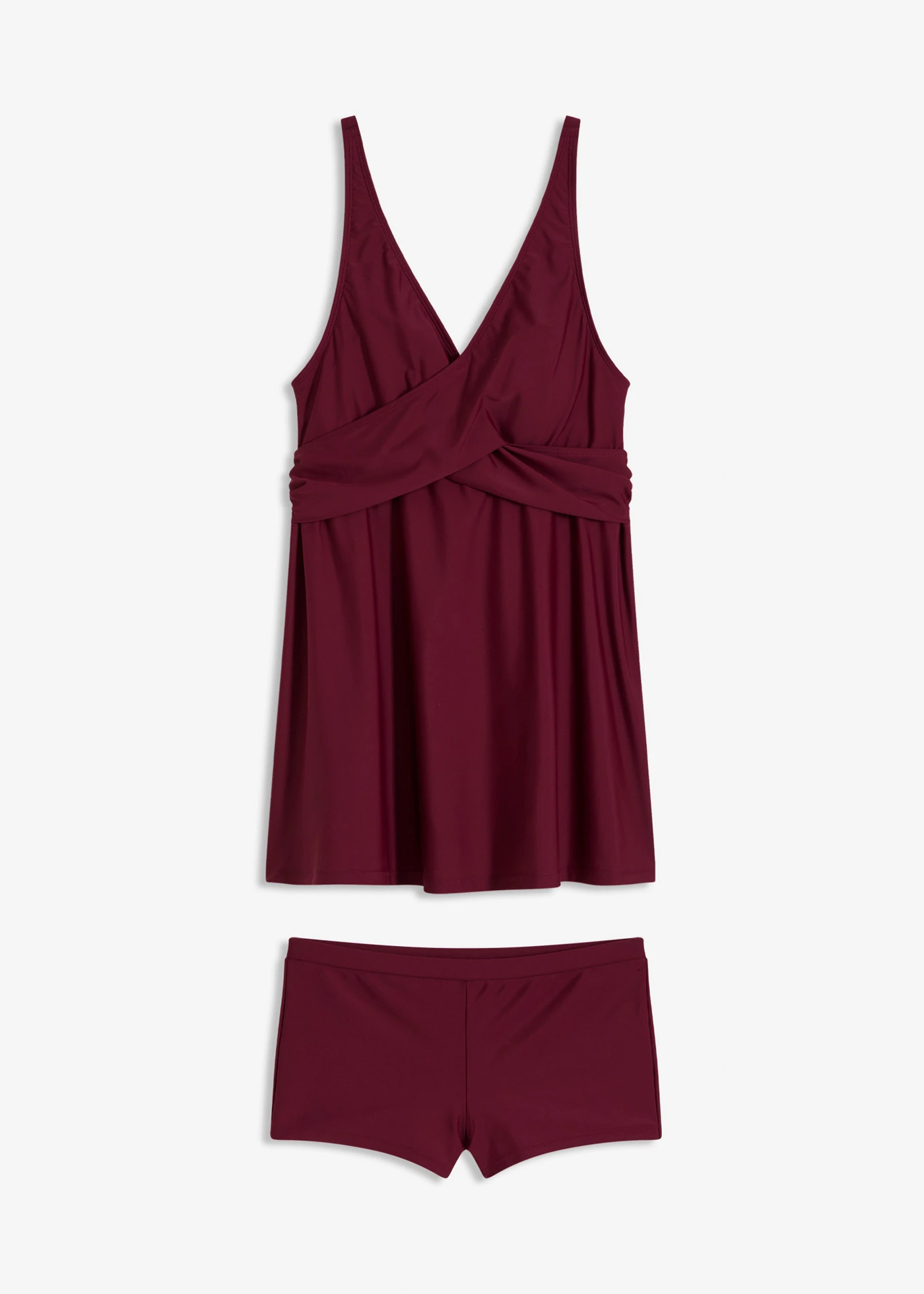 Costum de baie tankini lung cu decolteu în V (set/2 piese) • roșu arțar • magazin bonprix