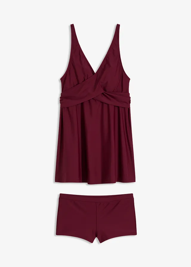 Tankini long (ens. 2 pces) à encolure V • rouge érable • Boutique bonprix