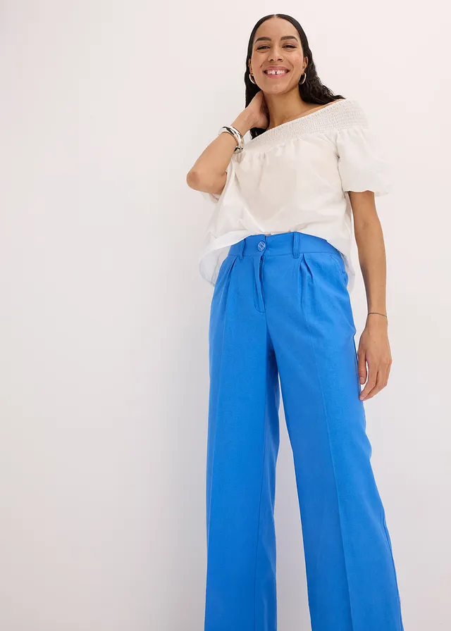 Pantalon palazzo en lin mélangé aérien • bleu glacier • product-page.page-title-suffix