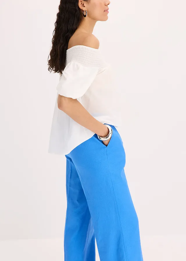 Pantalon palazzo en lin mélangé aérien • bleu glacier • product-page.page-title-suffix