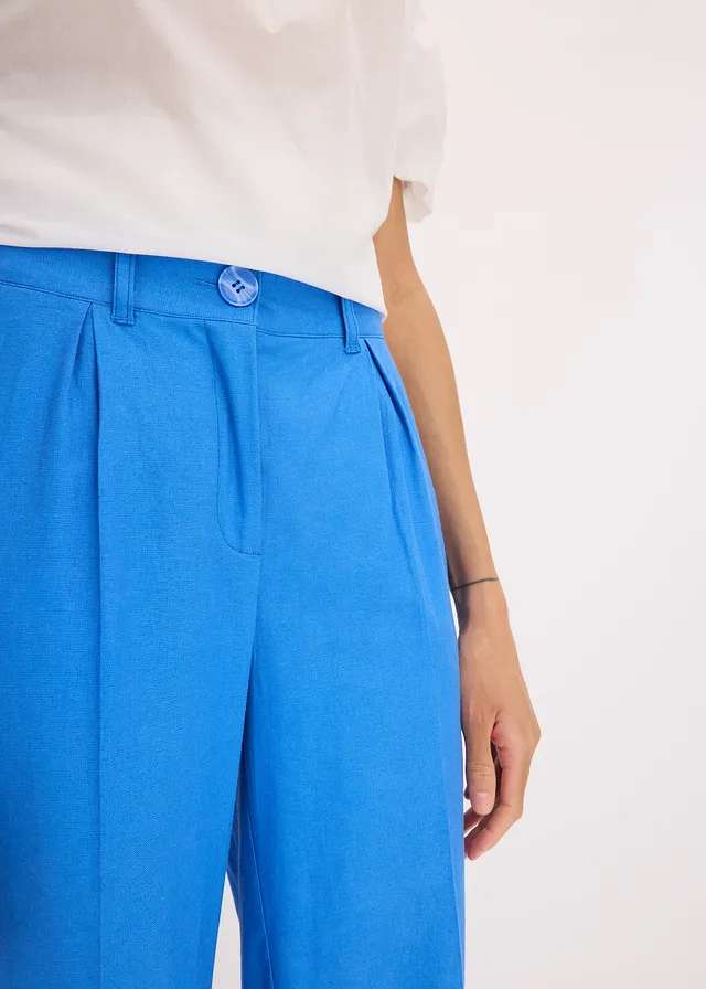 Pantalon palazzo en lin mélangé aérien • bleu glacier • product-page.page-title-suffix