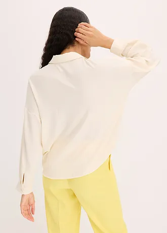 Blouse van licht crêpe, Kleur: natuurbeige