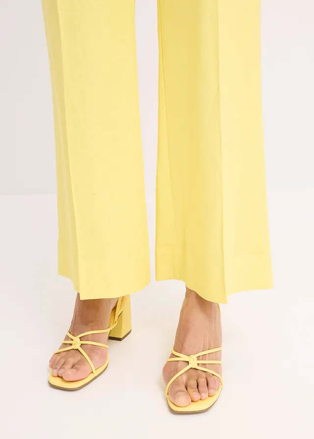 Pantalon palazzo en lin mélangé aérien • jaune pâle • product-page.page-title-suffix