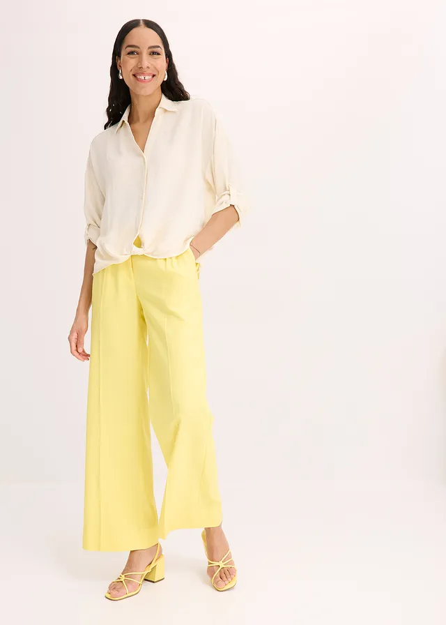Blouse van licht crêpe, Kleur: natuurbeige