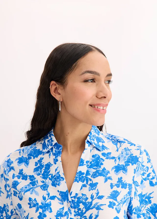 Blouse met korte mouwen in een soepele viscosemix • wit gedessineerd • product-page.page-title-suffix