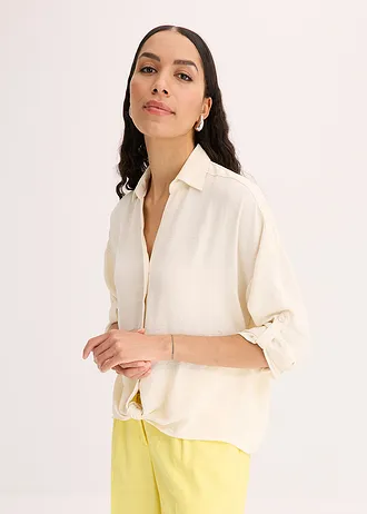 Blouse van licht crêpe, Kleur: natuurbeige
