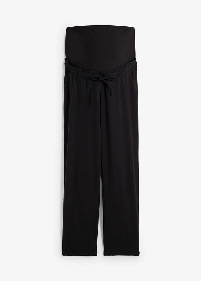 Zwangerschapsbroek met linnen, straight leg, Kleur: zwart