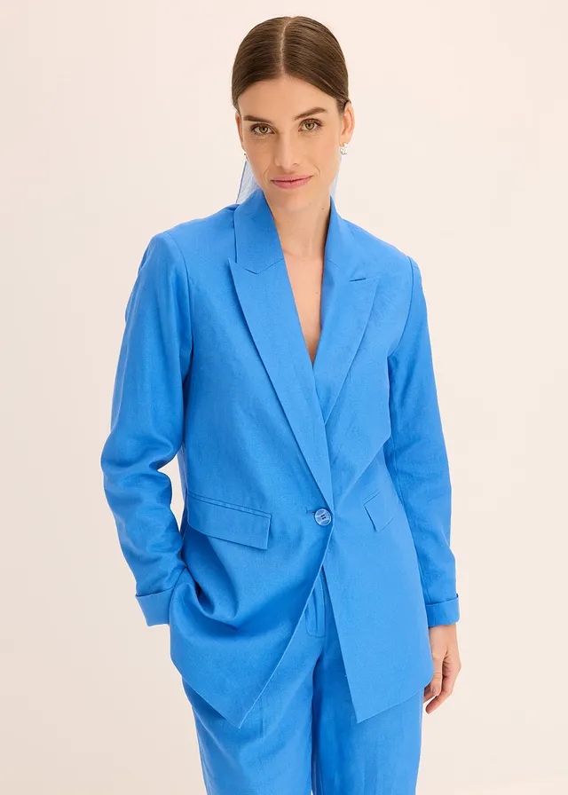 Linnen blazer, Kleur: gletsjerblauw