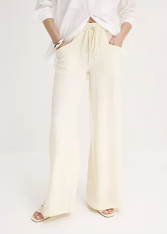 Marlene Dietrich broek van lichte crêpe, Kleur: natuurbeige