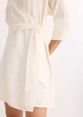 Mini jurk met riem in wikkellook • natuurbeige • bonprix online shop
