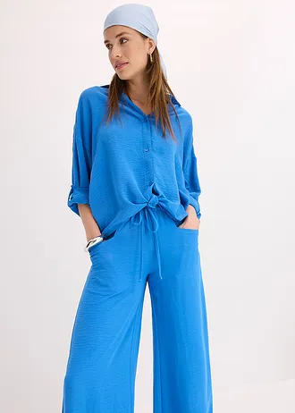 Kalhoty Marlene z lehkého krepu • ledovcově modrá • bonprix obchod
