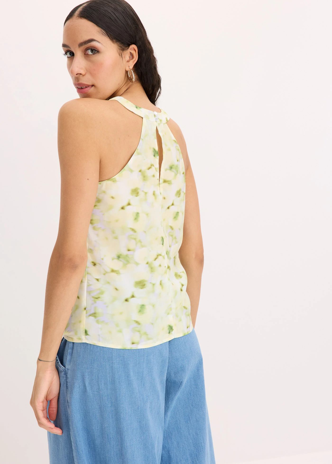 Blousetop in satijnlook • wolwit gedessineerd • bonprix online shop