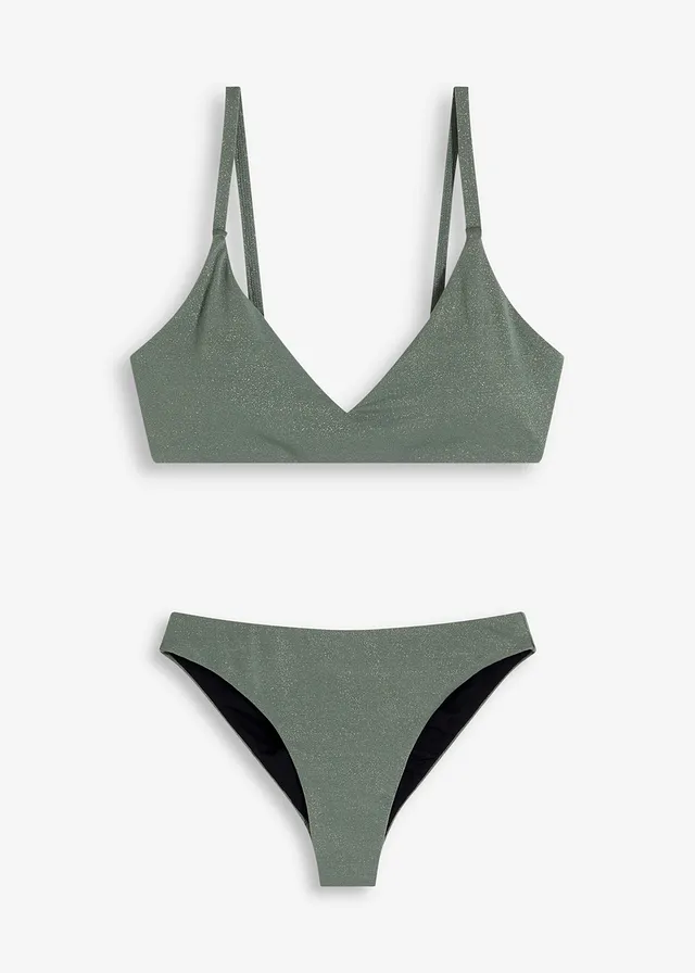 Costum de baie cu bustieră (set/2 piese) cu fire sclipitoare