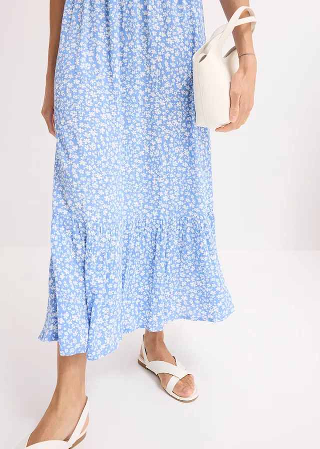 Maxi jurk van viscose • blauw-wit gebloemd • product-page.page-title-suffix