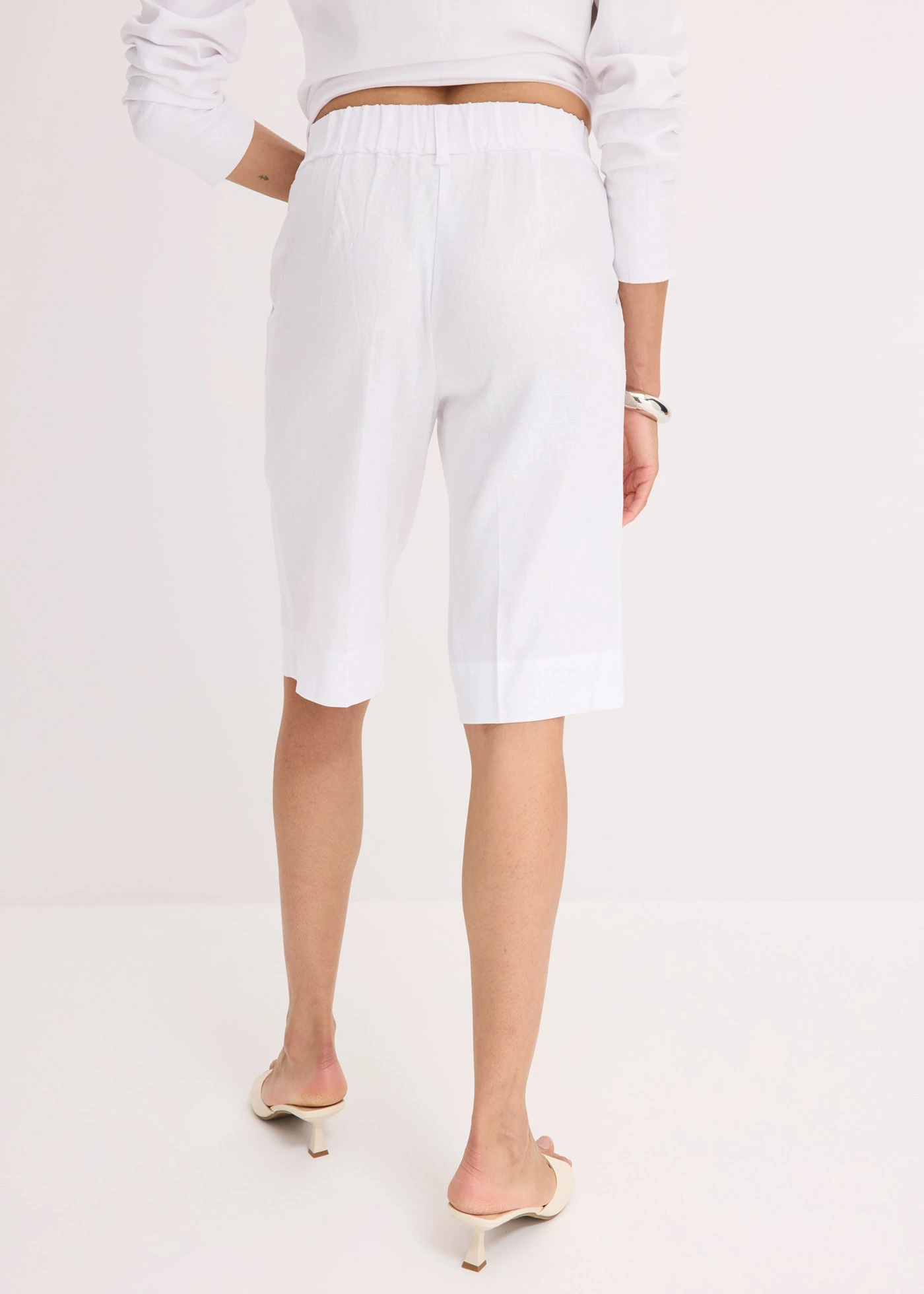 Bermude largi din material cu in • alb • magazin bonprix