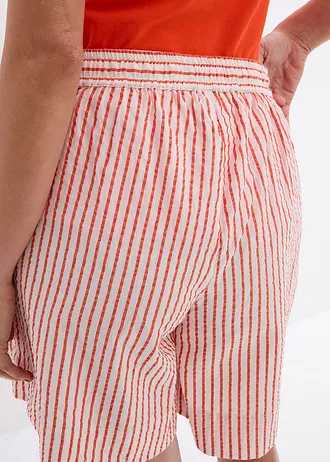 Šortky z čisté bavlny • makově červeno-přírodní bílá s podélnými pruhy • bonprix obchod