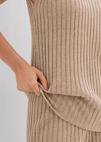 Pletený top z viskózové směsi • khaki béžová • bonprix obchod