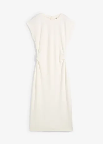 Midi jurk van soepel vallende viscose, Kleur: wolwit