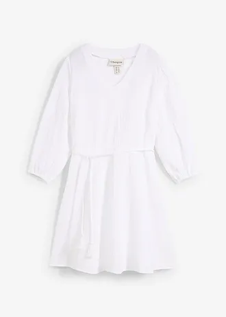 Mini jurk in skaterlook met ceintuur en 3/4 mouwen • wolwit • bonprix online shop