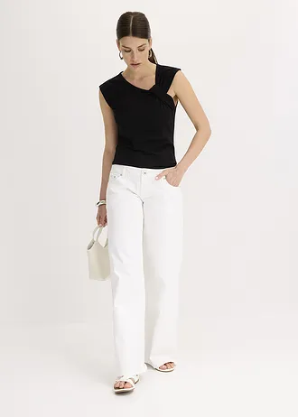 Triko z elastické bavlněné směsi, s přetočeným detailem • černá • bonprix obchod