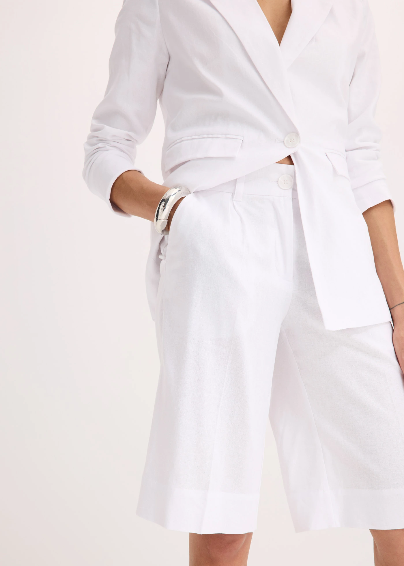 Bermuda en lin mélangé • blanc • Boutique bonprix