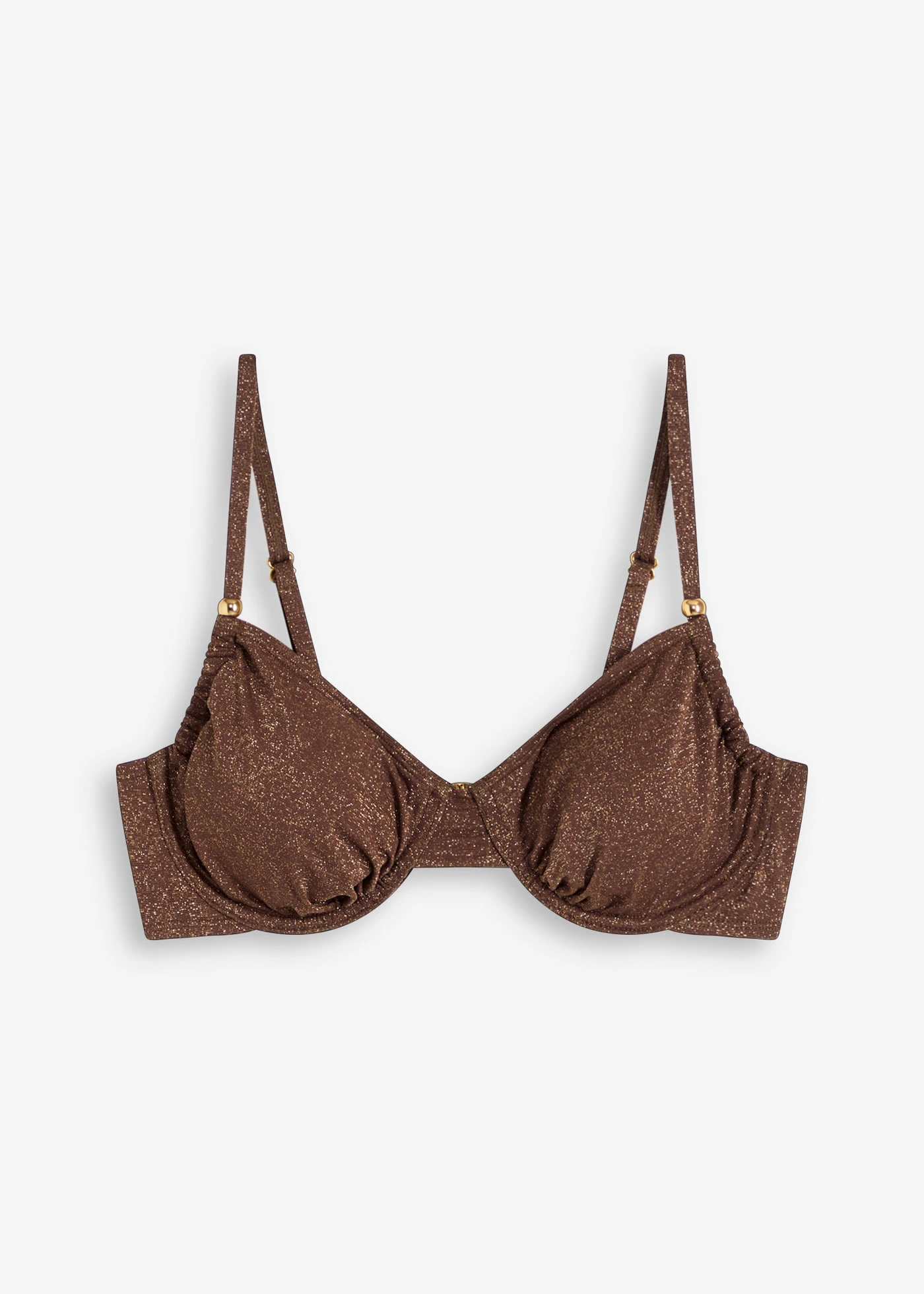 Bikinový horní díl s kosticemi, z třpytivého materiálu • hnědá • bonprix obchod