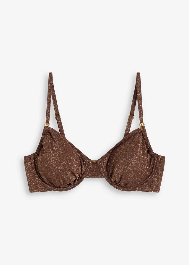 Glanzende beugel bikinitop, Kleur: bruin