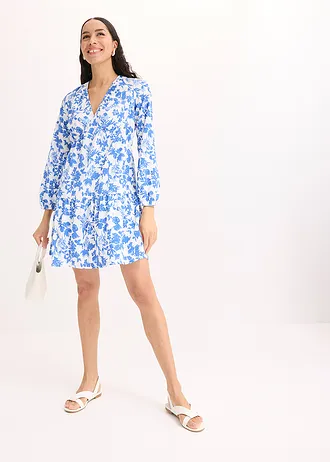 Robe imprimée en jersey • blanc-bleu glacier floral • Boutique bonprix
