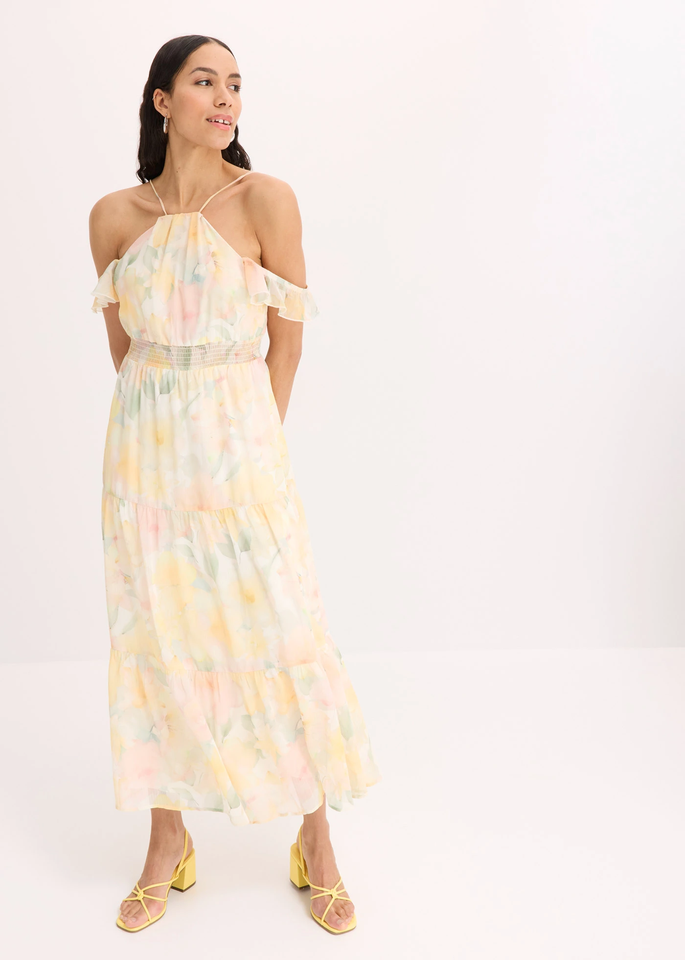 Mintás maxi ruha • világossárga/virágmintás • bonprix áruház