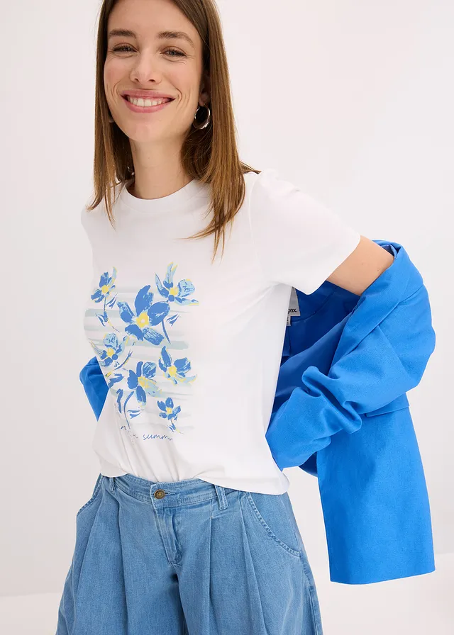 T-shirt en coton extensible • blanc imprimé graphique • product-page.page-title-suffix