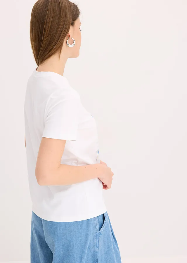 T-shirt en coton extensible • blanc imprimé graphique • product-page.page-title-suffix