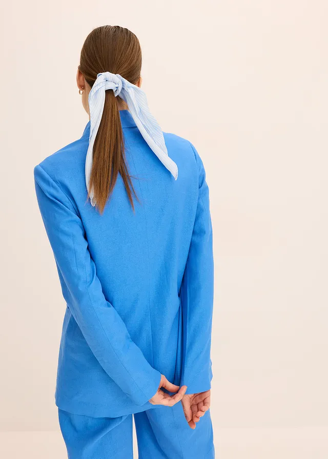 Linnen blazer, Kleur: gletsjerblauw