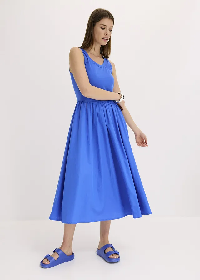 Robe en jersey bi-matière, Couleur: bleu glacier