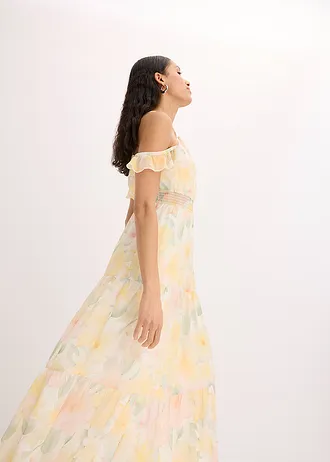 Mintás maxi ruha • világossárga/virágmintás • bonprix áruház