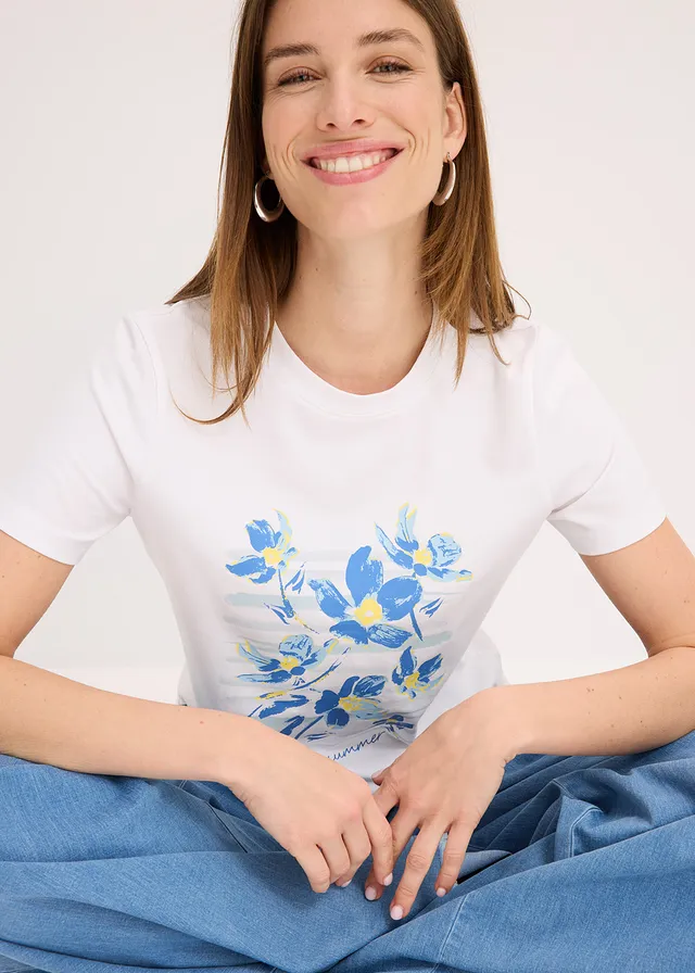 T-shirt en coton extensible • blanc imprimé graphique • product-page.page-title-suffix
