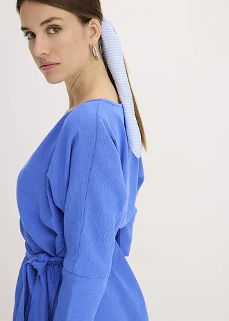 Mini jurk met riem in wikkellook • gletsjerblauw • bonprix online shop