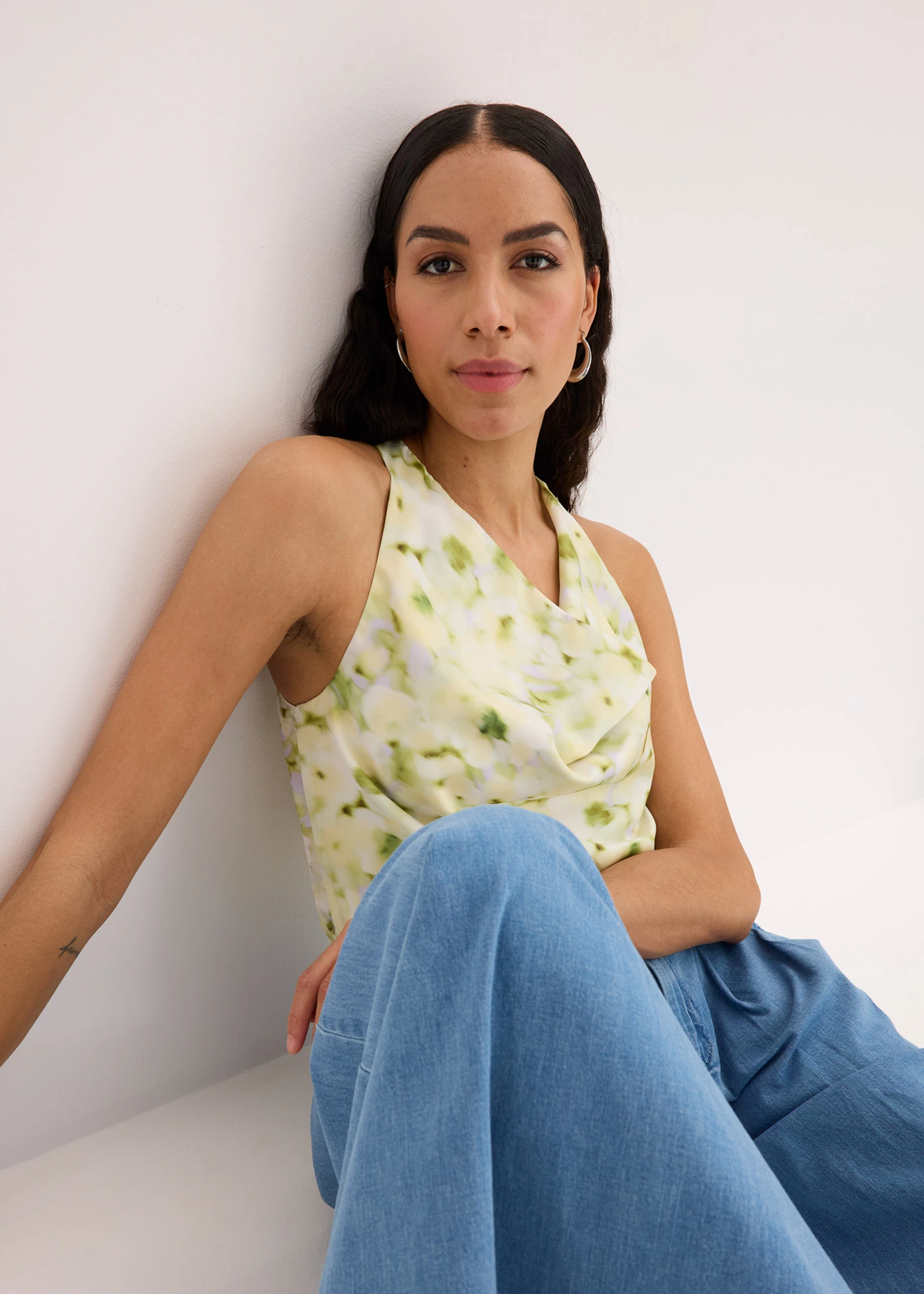 Blousetop in satijnlook • wolwit gedessineerd • bonprix online shop