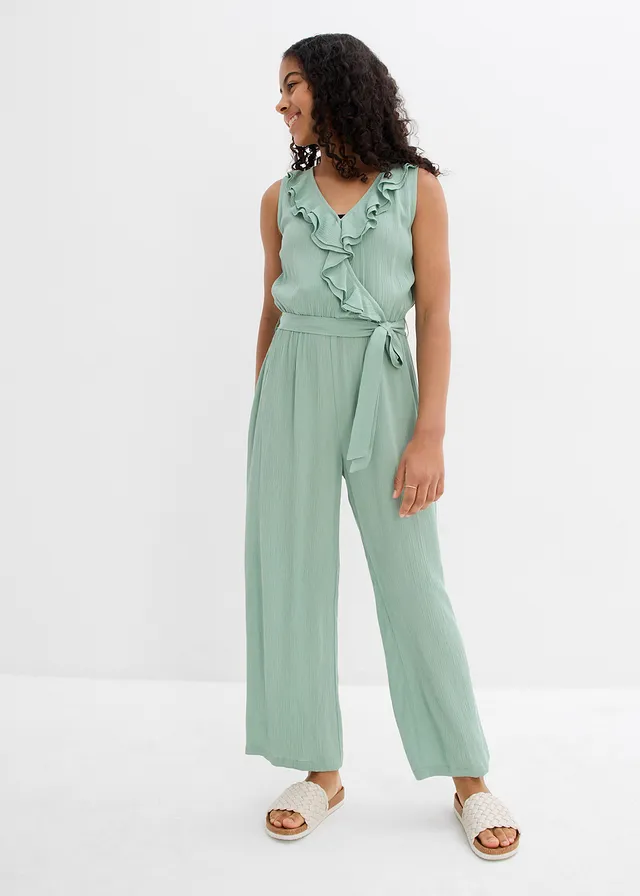 Jumpsuit van gestructureerde crinkle • pastelgroen • product-page.page-title-suffix