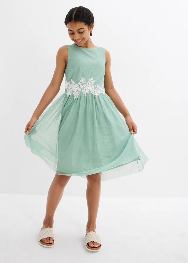 Robe midi avec empiècement dentelle • vert pastel • product-page.page-title-suffix