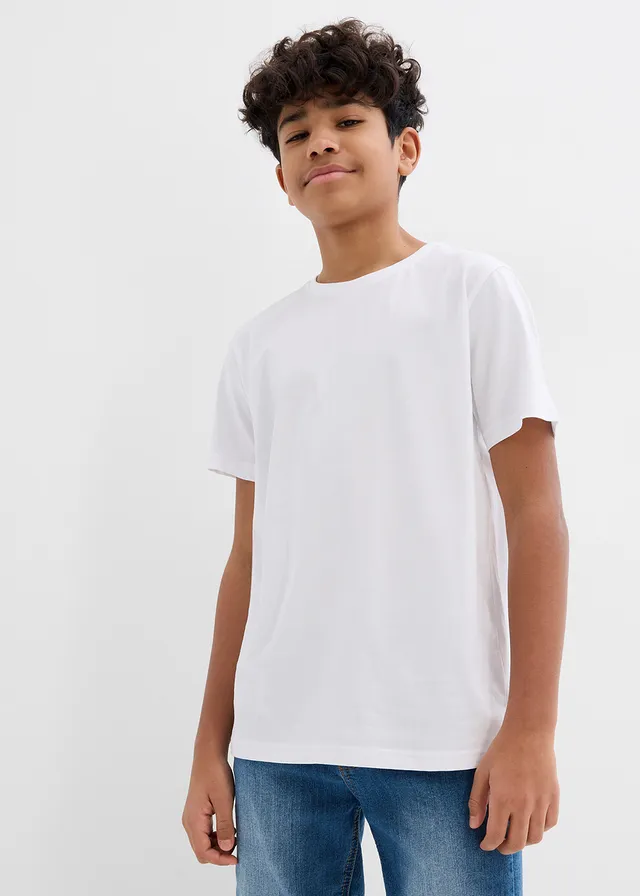 T-shirt van puur katoen (set van 5), Kleur: donkerblauw+wit+middenblauw+grijs gemêleerd+indigo
