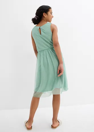 Midi jurk met kant, Kleur: pastelgroen