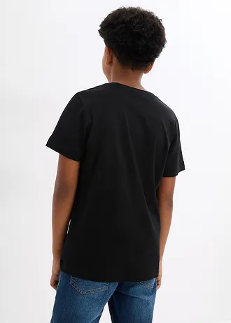 Jongens T-shirt (set van 2) van biologisch katoen, Kleur: donkerturkoois+zwart