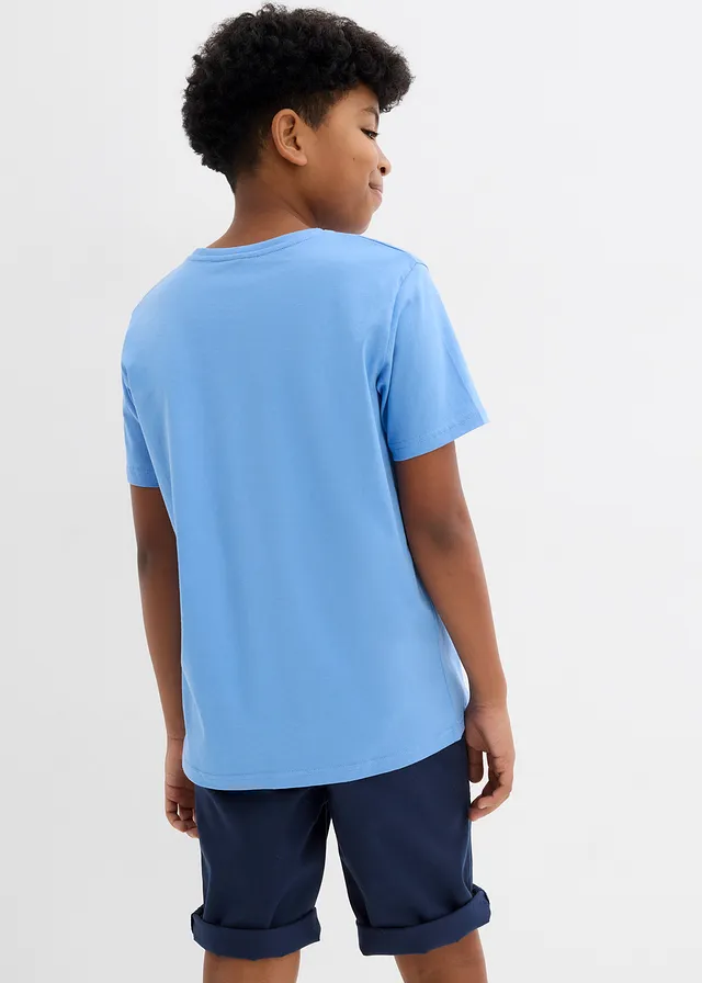 T-shirt van biologisch katoen (set van 3) • azuurblauw+middenblauw+wit • product-page.page-title-suffix