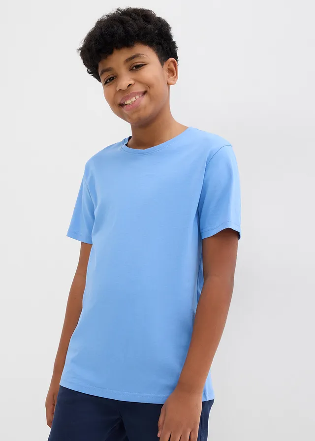 Tricou din bumbac organic (set/3 buc.) • albastru-azur+albastru mediu+alb • magazin bonprix