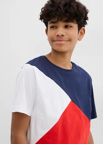 Tricou și bermude casual din bumbac organic 100% (set din 2 buc.) • bleumarin-roșu-căpșună-alb • magazin bonprix
