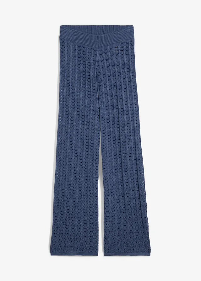 Pantaloni din tricot cu model perforat, fără încheiere