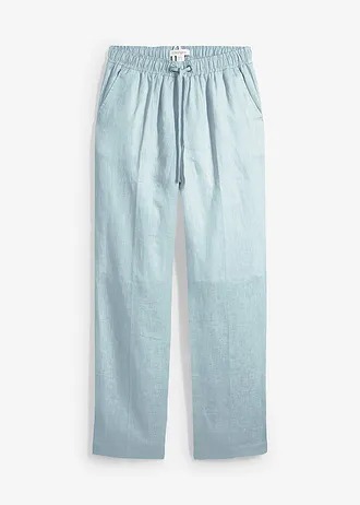 Pantaloni cu elastic și șiret în talie, din in 100%