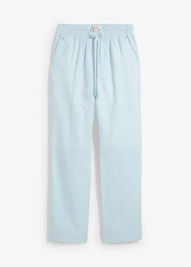 Pantalon taille élastiquée 100% lin • bleu glacier • Boutique bonprix