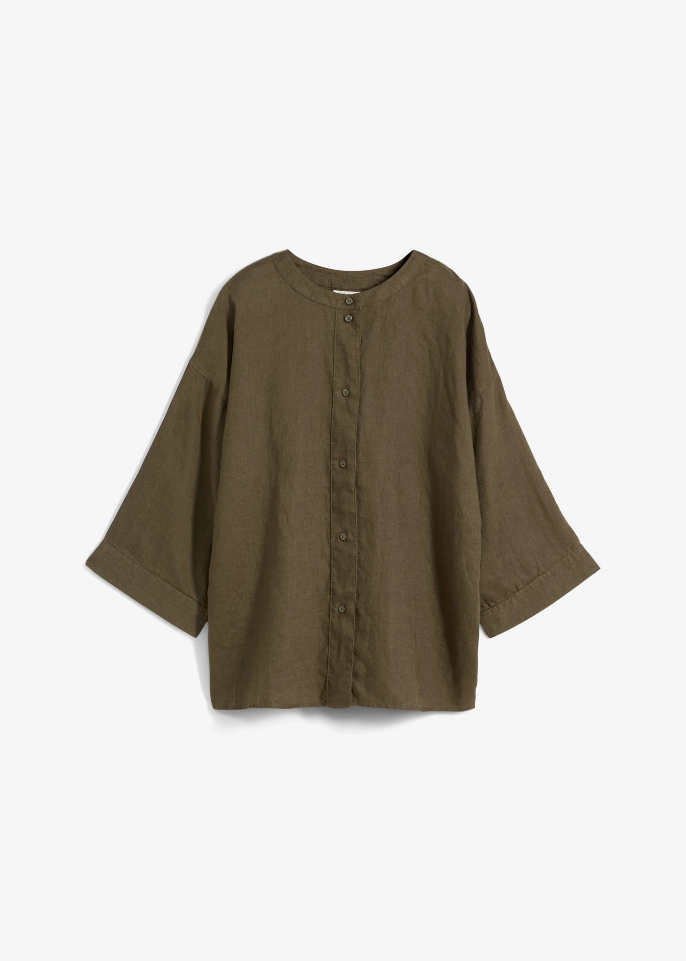 Bluză oversize din in 100% • oliv închis • magazin bonprix